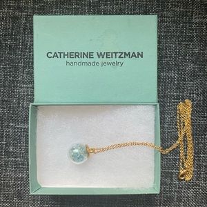 NIB Gold plated birthstone globe necklace